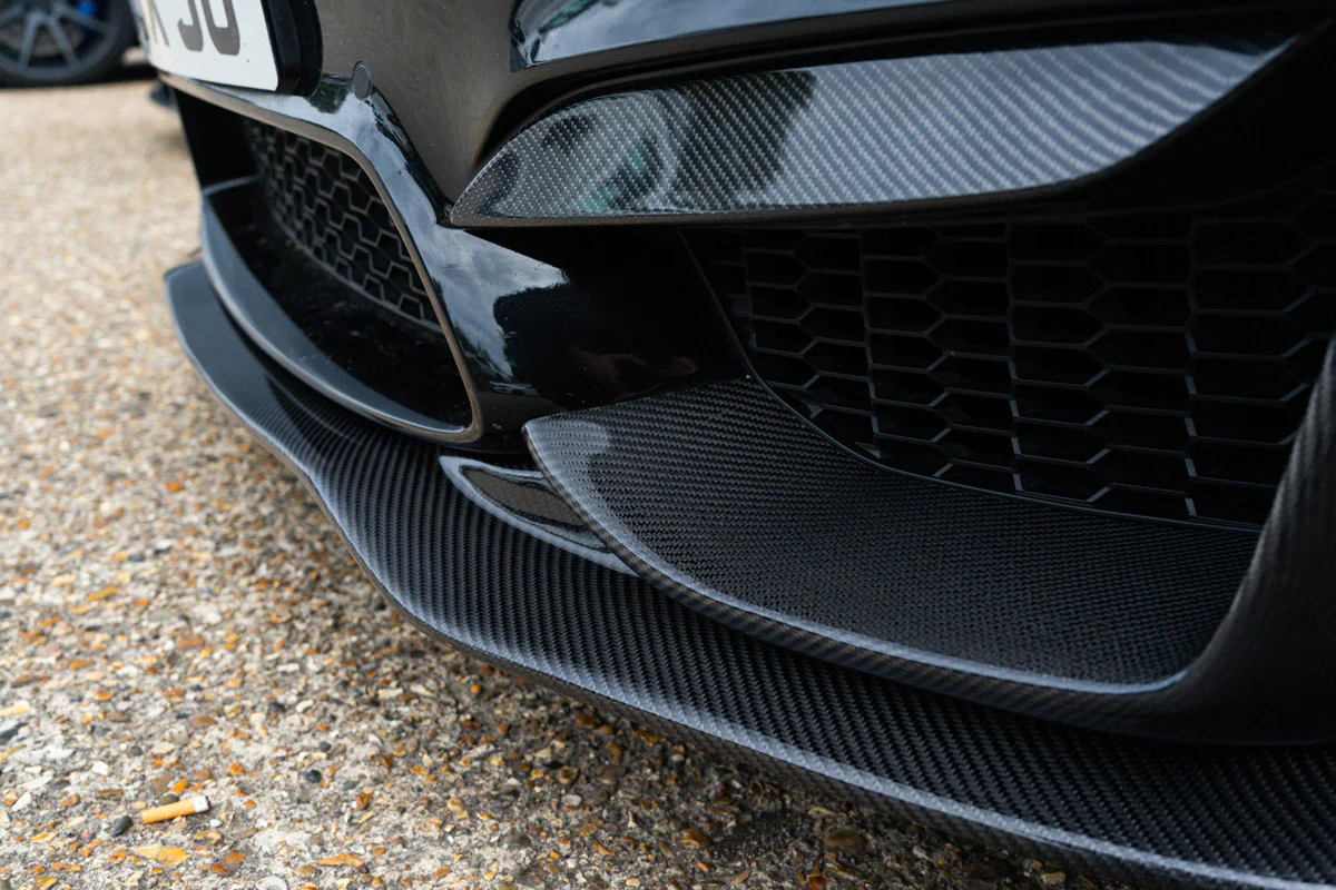 Mstyle carbon front bumper side intake splitter upper fin covers - Image 3